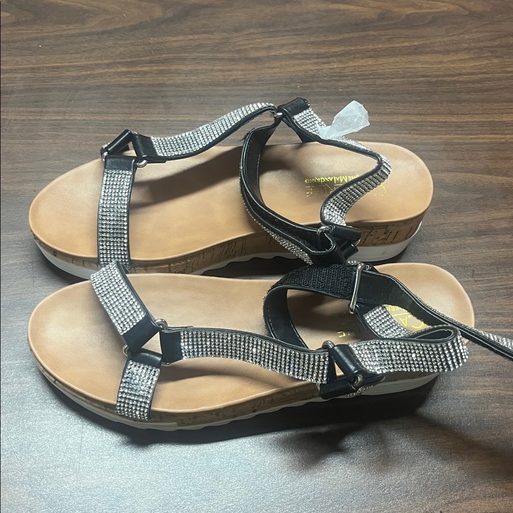 Black and White Strappy Sandals